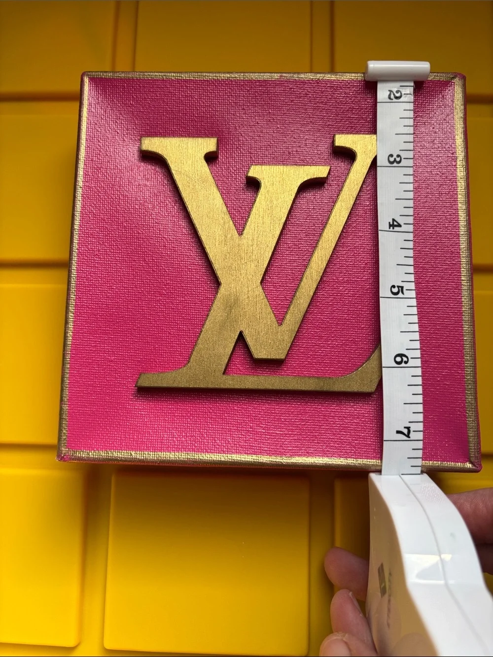 Lux-Style Pink Wall Plaque with Gold Monogram